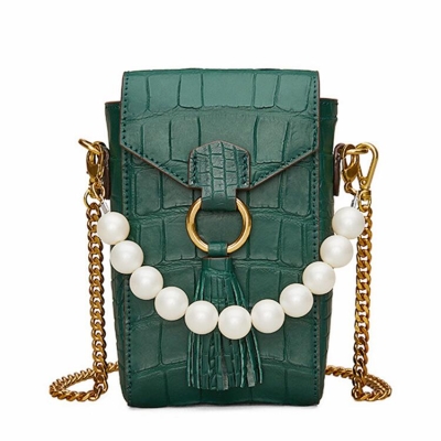 Alligator Cell Phone Purse Messenger Shoulder Bag-Green