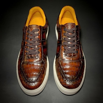 Alligator Leather Shoes Alligator Leather Lace Up Sneakers