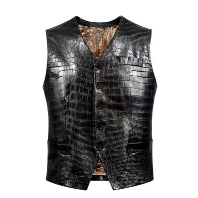Alligator Motorcycle Vests V-Neck Waistcoats