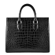 Formal Alligator Leather Briefcase Shoulder Laptop Business Bag-Black