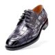 Men's Burnished Genuine Alligator Leather Shoes Classic Formal Leader Dress Shoes-Gray