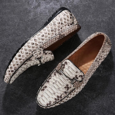 Mens Snakeskin Bit Slip-on Loafers Driving Style Moccasin Shoes