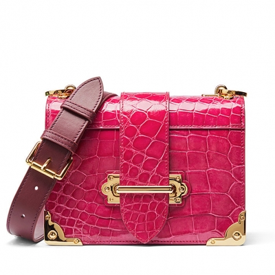 Mini Alligator Shoulder Bags Evening Clutch Purses - Pink