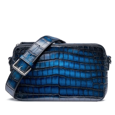 Small Alligator Messenger Bags Wristlet Pouch for Men - Blue