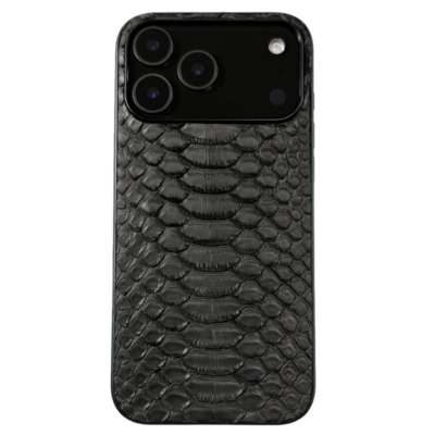 Snakeskin iPhone Cases with Full Soft TPU Edges - Python Belly Skin Black