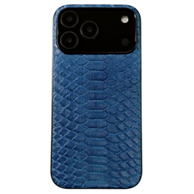 Snakeskin iPhone Cases with Full Soft TPU Edges - Python Belly Skin Blue