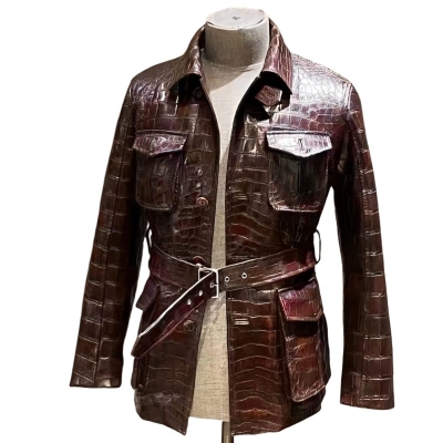 Stylish Motorcycle Crocodile Jackets With Waist Belt